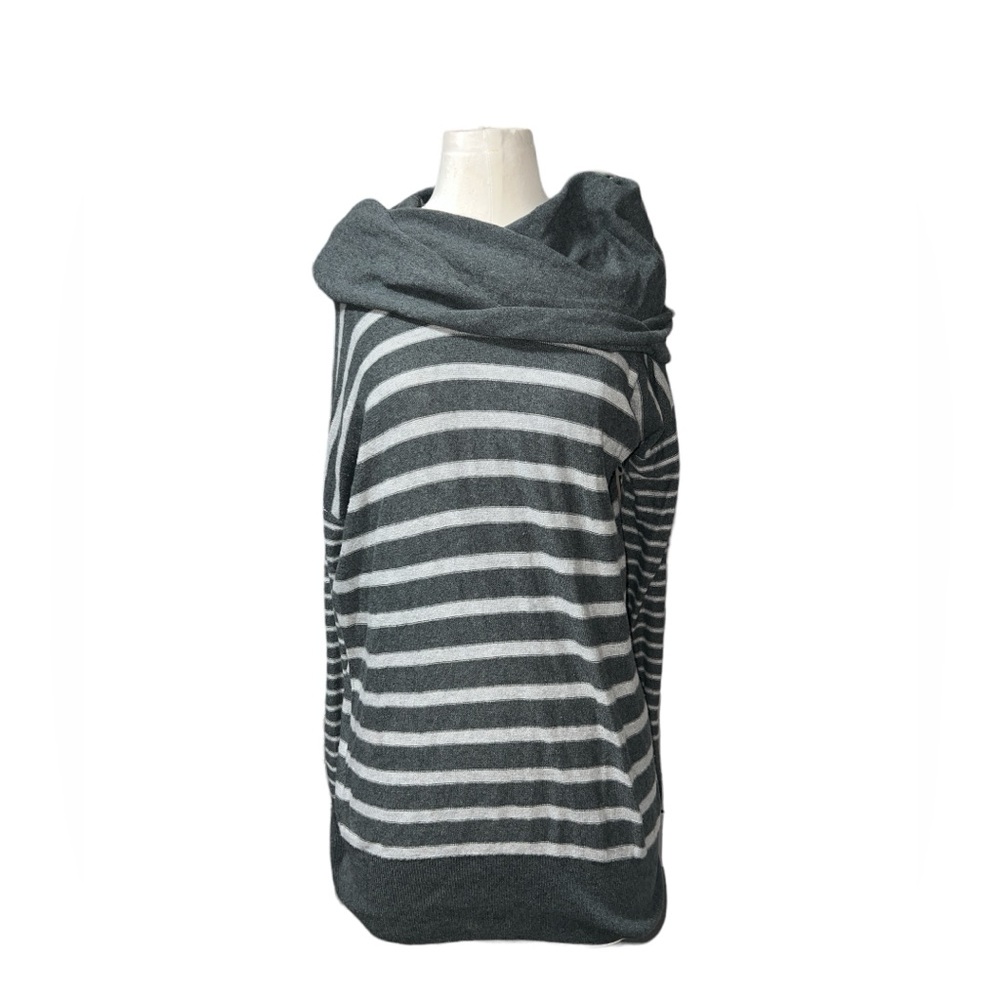 KAISELY | LONG SLEEVE STRIPED COWL NECK COTTON WOOL SWEATER